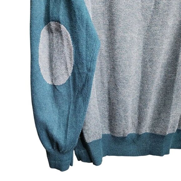 Joseph Mens Pullover Cotton And Cashmere Blend Sweater Elbow Patches Blue Gray L - Picture 6 of 11